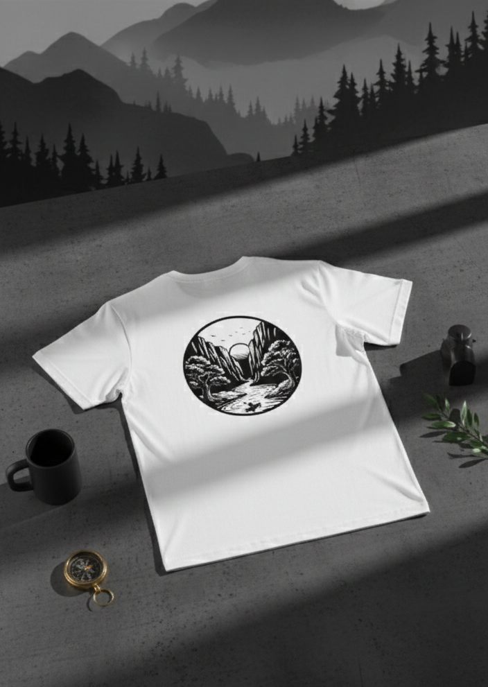 Nature Mountain Fall 100% Polyester T-Shirt