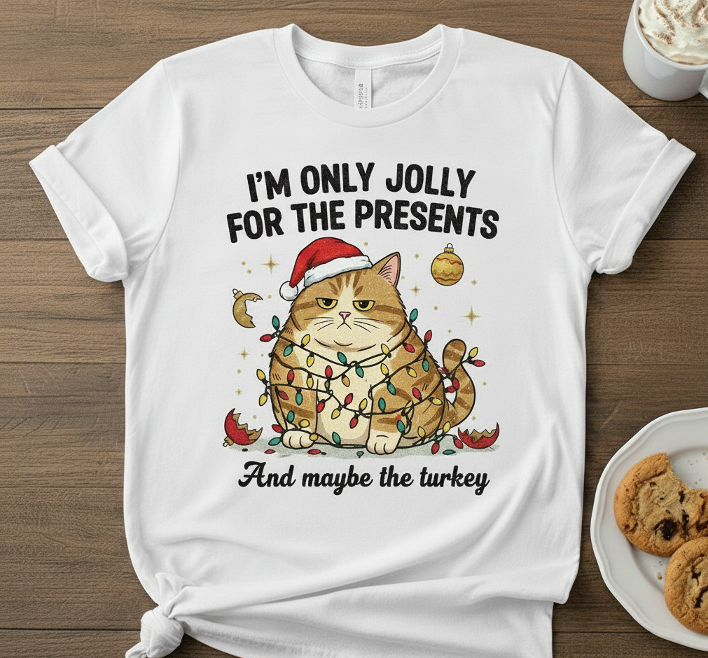 Grumpy Christmas Cat 100% Polyester T-Shirt