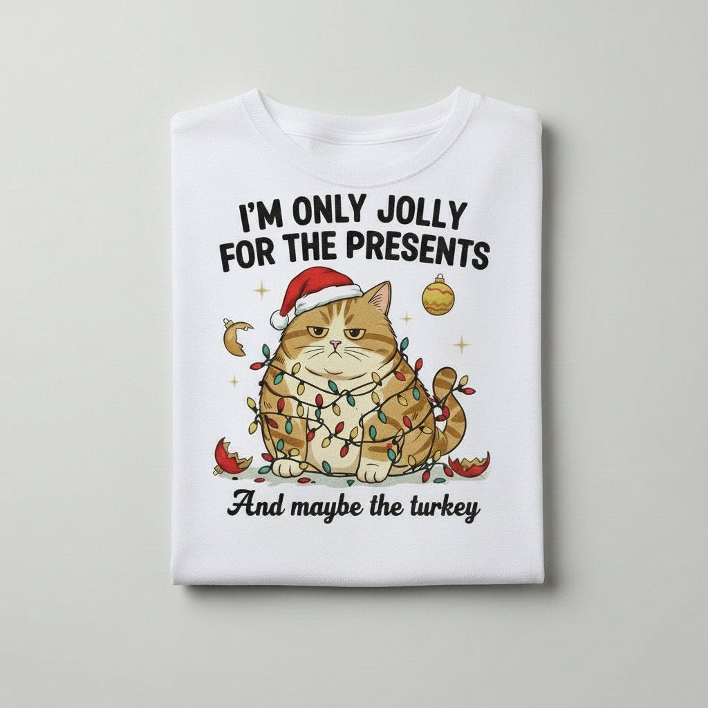 Grumpy Christmas Cat 100% Polyester T-Shirt