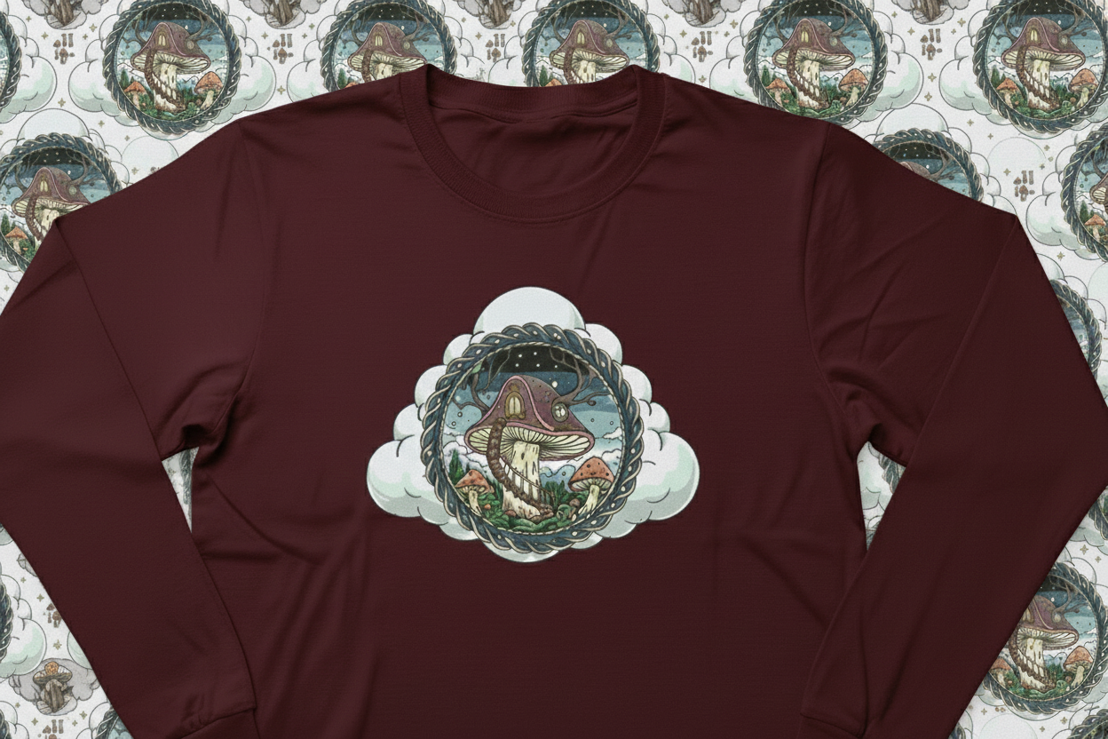 100% Cotton Nature Mushroom Long Sleeve
